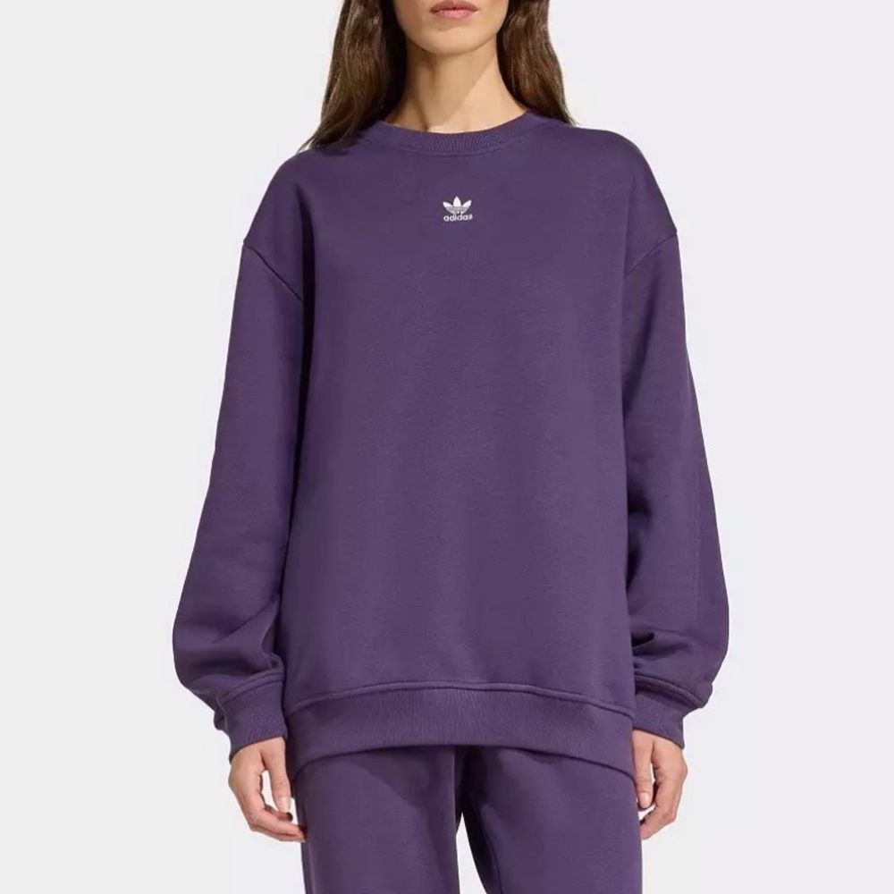 NWT Adidas Oversized Crewneck Fleece Sweatshirt in Aurora Plum Size S